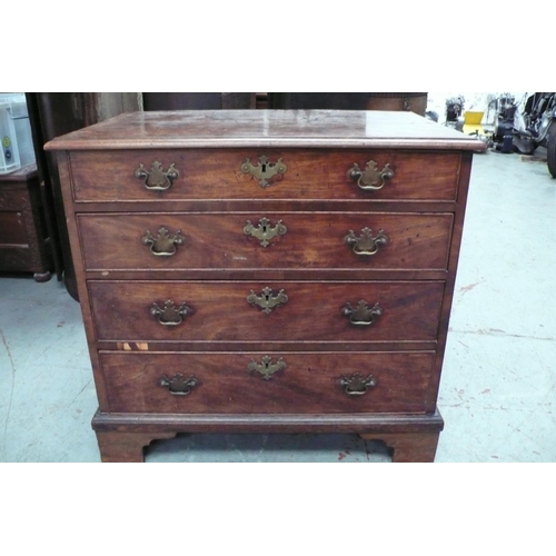 114 - GIII Mahogany Crossbanded Chest of four long graduated drawers of small proportions on bracket feet,... 