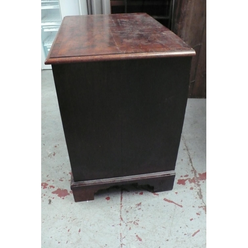 114 - GIII Mahogany Crossbanded Chest of four long graduated drawers of small proportions on bracket feet,... 