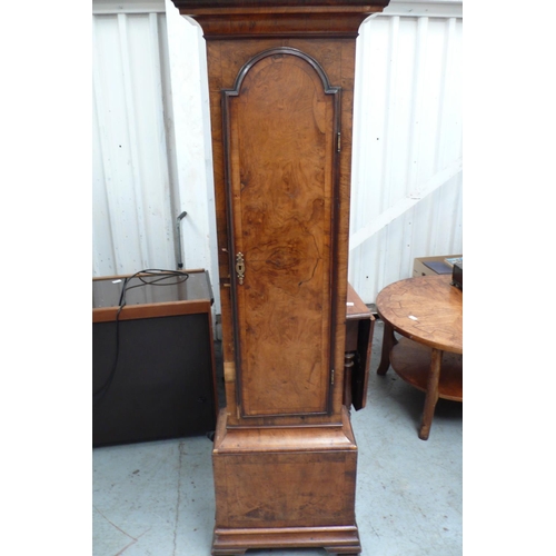 117 - 18thC Walnut Dome topped 8 day long case clock with moon phase above brass dial, ormolu spandrels, s... 