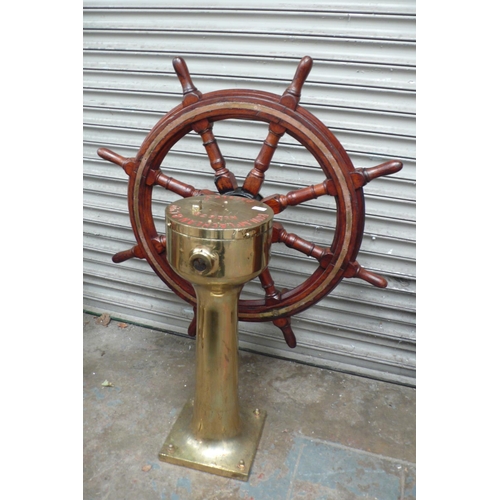 124 - Bow, McLachlan & Co Ltd. Paisley No.2639
Ships wheel with eight points connected to brass steering c... 