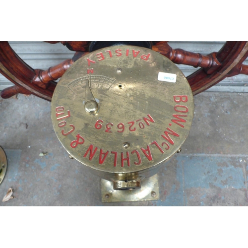 124 - Bow, McLachlan & Co Ltd. Paisley No.2639
Ships wheel with eight points connected to brass steering c... 