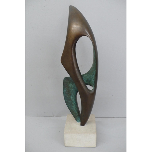 137 - Ray Starnes
Closed form. Brown patinated bronze mounted on square stone socle, Signed 1/6
Ht. 15.5in... 