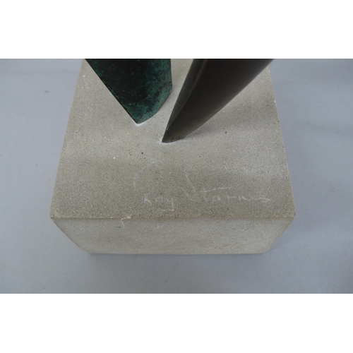 137 - Ray Starnes
Closed form. Brown patinated bronze mounted on square stone socle, Signed 1/6
Ht. 15.5in... 