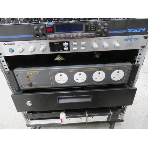 262 - SKB rack unit containing - Behringer Composer Pre-XL & Ultralink Pro, Zoom 9050 effects unit, Alesis... 