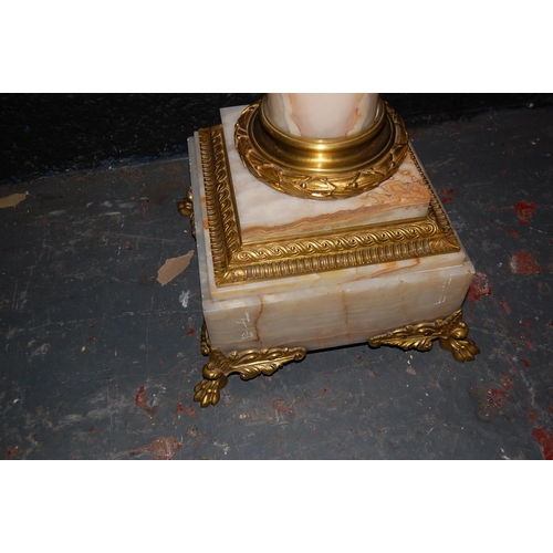 71 - Onyx Ormolu Mounted Column Pedestal, Ht. 44ins