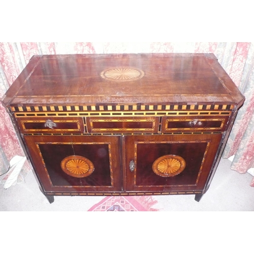 347 - RARE Late 18thC Inlaid Mahogany cabinet with Herring Bone Stringing, Oval Fan Decoration, Lift up To... 