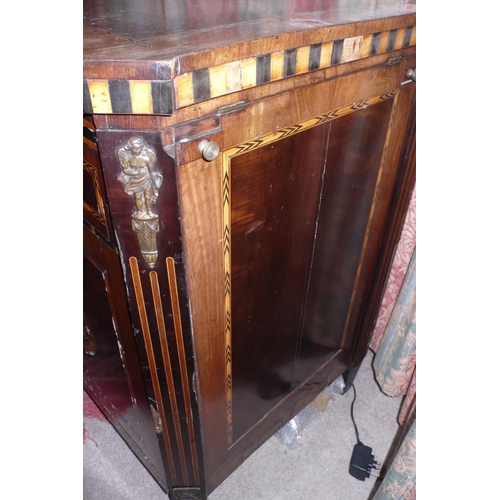 347 - RARE Late 18thC Inlaid Mahogany cabinet with Herring Bone Stringing, Oval Fan Decoration, Lift up To... 