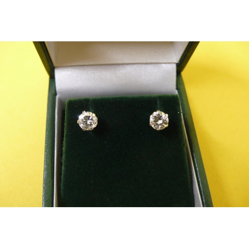 351 - Pair of Diamond Earstuds Set in Silver, 0.8ct Total