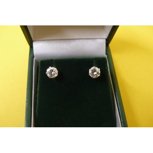 351 - Pair of Diamond Earstuds Set in Silver, 0.8ct Total