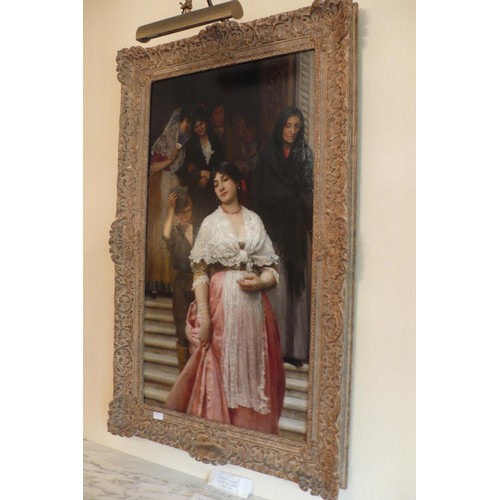 49 - Eugene De Blaas (1843-1931)
After Church
Oil on Panel
Signed and Dated 1883
In Original Gilt Wood an... 