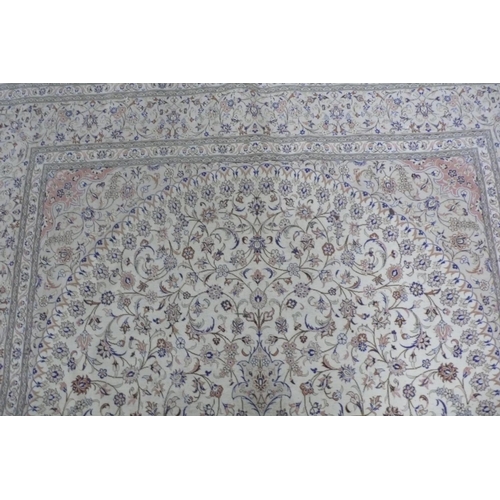 54 - Good Silk on Silk Qom Carpet with Eight Borders of Flora and Flora Surrounding a Central Medallion o... 