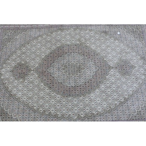 55 - Very Finely Woven Wool Carpet with Eight Borders Surrounding medallions in Multi Coloured Threads, S... 