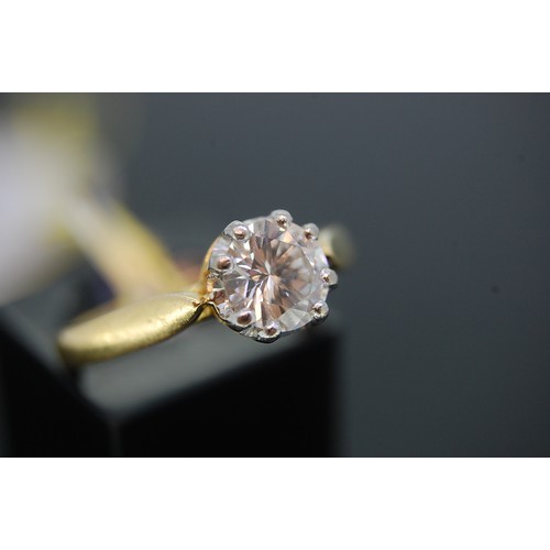 352 - Solitaire Diamond Ring Set in 18ct Gold Approx 1ct, Size O