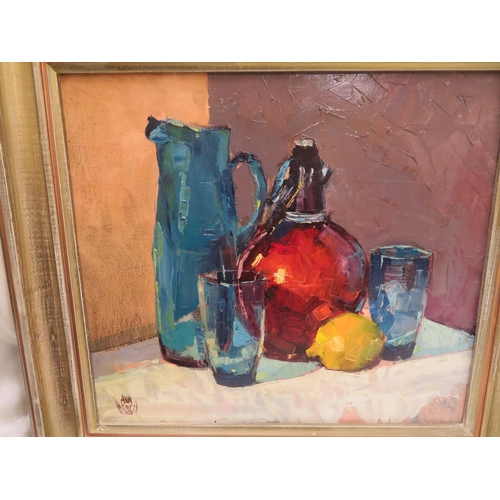 1 - Ann Heath, 'Colour Cocktail', oil on board, signed dated 1983, 12x13.5ins, see label verso