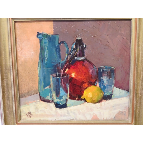 1 - Ann Heath, 'Colour Cocktail', oil on board, signed dated 1983, 12x13.5ins, see label verso