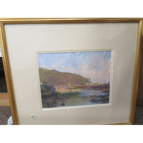 23 - Maurice Heath, 'Evening at Laxey Harbour', coloured chalks, signed & titled verso, 8x10ins