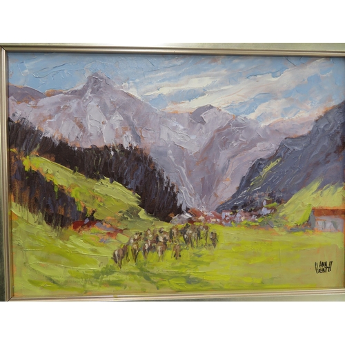 3 - Ann Heath, 'Meadows and Mountains in Austria', oil on board, signed & dated 2010, 9.5x13ins, see lab... 