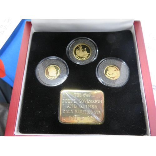 142 - 2010 Gold rarities set, puond, sovereign and guinea 40/399, cased with certificate