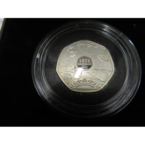 146 - 2021 50p Silver proof piedfort coin (Anniversary of Decimal Day), cased with certificate