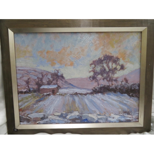 5 - Ann Heath, 'Winter Fields', oil on canvas, signed, 12x15.5ins