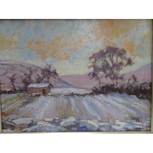 5 - Ann Heath, 'Winter Fields', oil on canvas, signed, 12x15.5ins