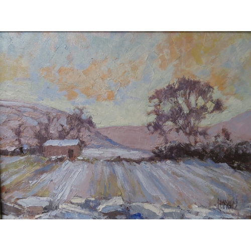 5 - Ann Heath, 'Winter Fields', oil on canvas, signed, 12x15.5ins