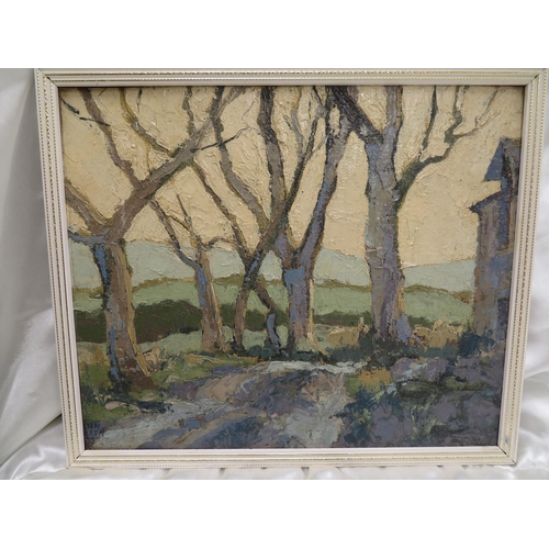 8 - Ann Heath, 'Winter Trees at Fo Cronk', oil on board, signed & dated '73, 10x12ins