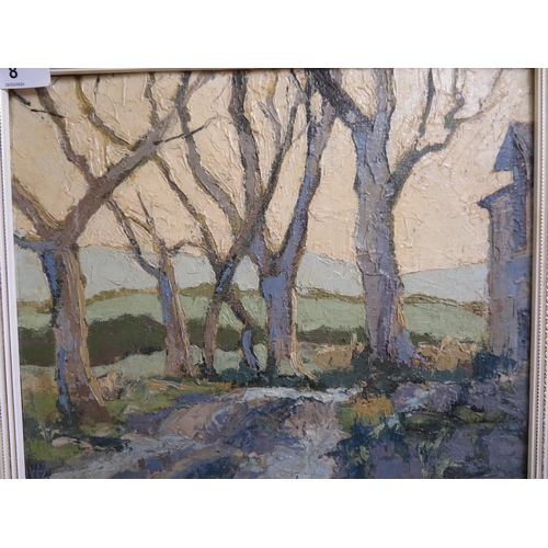 8 - Ann Heath, 'Winter Trees at Fo Cronk', oil on board, signed & dated '73, 10x12ins