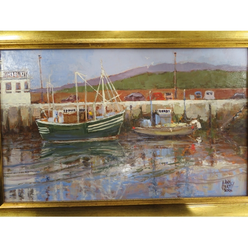 138 - Ann Heath, Reflections at Peel, Oil on board, signed and titled, 12.5 X 20ins