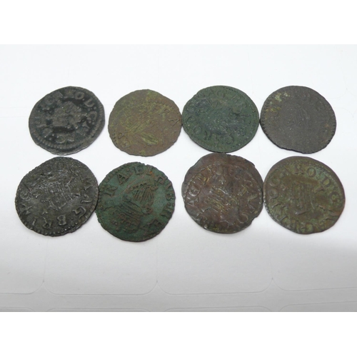 114 - Eight Charles I 1625-1649 Dagger & Richmond Farthings, S3183 & 3184, Type 1c (g) & 1d