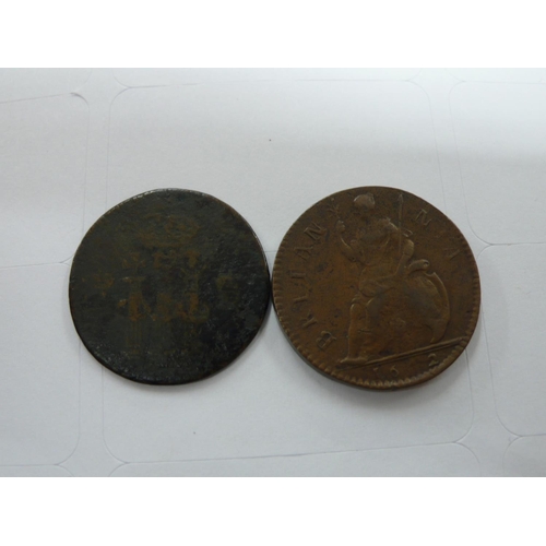 119 - Charles II 1672 copper Farthing, VF, BMC519 (7 in date missing), Rare, together with Charles II patt... 