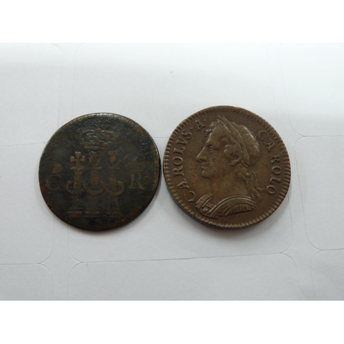 119 - Charles II 1672 copper Farthing, VF, BMC519 (7 in date missing), Rare, together with Charles II patt... 