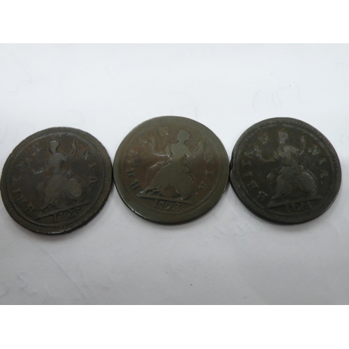 130 - George I 1721, 1722, 1723(2) & 1724 farthings, S3662, 1) UNC slabbed, 2) F, 3)F, 4) F, 5) NVF