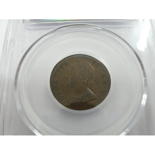 135 - George II 1741 farthing, S3721, Slabbed, EF