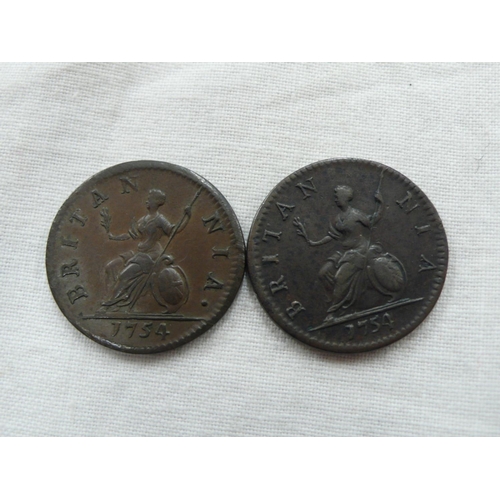 138 - George II 1754(2) Farthings, S3722, 1) EF, 2) GVF