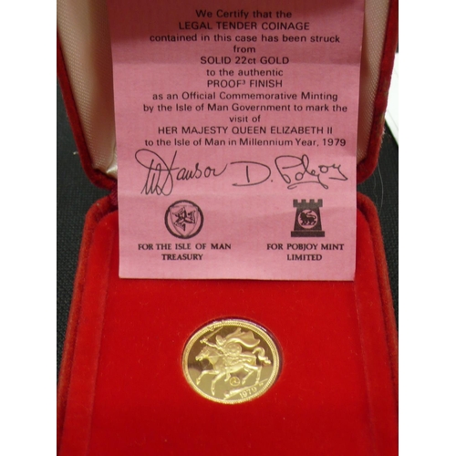 59 - 1979 Elizabeth II Isle of Man Millennium Proof Gold Half sovereign cased with certificate