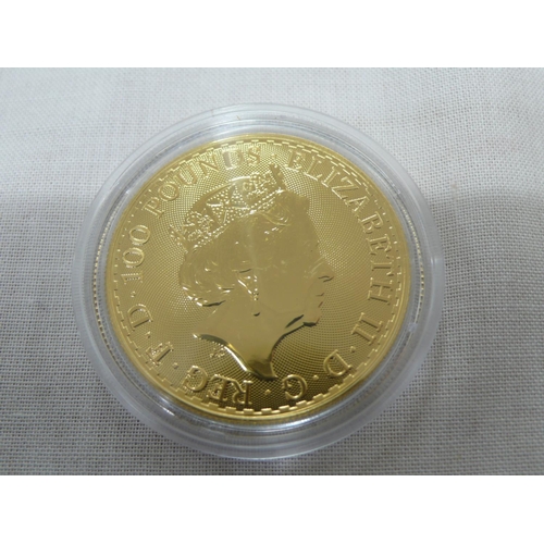 62 - 2022 Elizabeth II Britannia One Hundred Pounds 1oz 999.9 Fine Gold, UNC