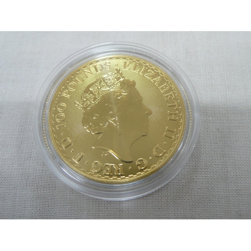 63 - 2022 Elizabeth II Britannia One Hundred Pounds 1oz 999.9 Fine Gold, UNC