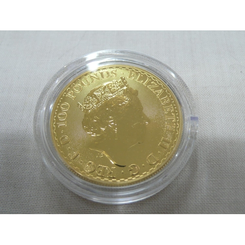 67 - 2022 Elizabeth II Britannia One Hundred Pounds 1oz 999.9 Fine Gold, UNC