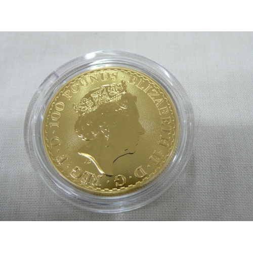 69 - 2022 Elizabeth II Britannia One Hundred Pounds 1oz 999.9 Fine Gold, UNC