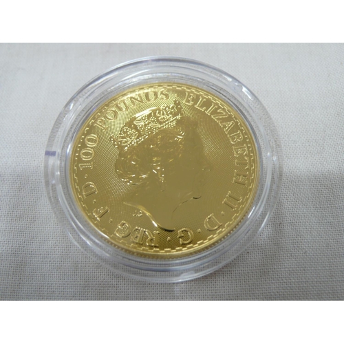 70 - 2022 Elizabeth II Britannia One Hundred Pounds 1oz 999.9 Fine Gold, UNC