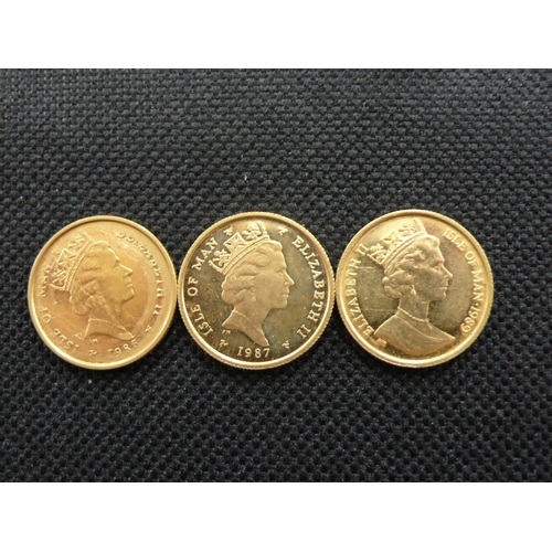 96 - 1986, 1987 & 1989 Elizabeth II Isle of Man 1/10oz, Angels, EF