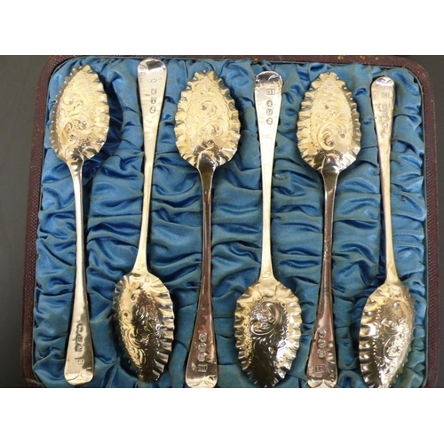 220 - Set of six silver berry spoons, London 1814/15, Maker John Lias, 2.6ozt