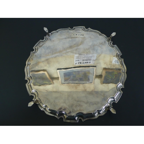 231 - George V silver tray with pie crust border, four feet engraved with signatures of the Japan Society ... 