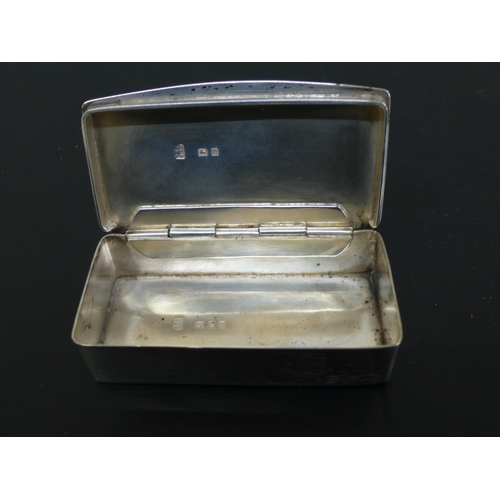 232 - George V Silver snuff box having Bright cut decoration to top of HMS Victory, London 1928, 2.5ozt, M... 