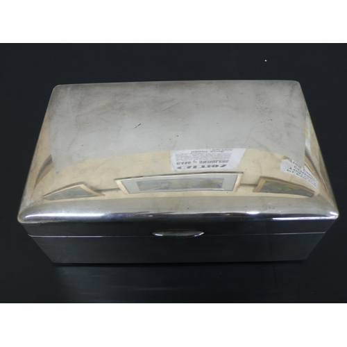 236 - Japanese silver cigar box with hardwood lining and lightly engraved inside lid, total weight 50 ozt