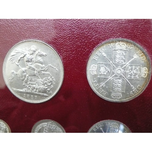 368 - Victoria 1887 Queen Victoria Jubilee seven coin silver set S3921,3922 (Roman I), 3924, 3925, 3926, 3... 