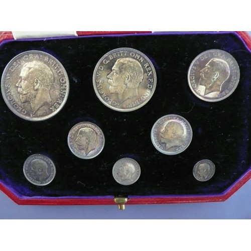 369 - George V 1911 silver Coronation proof 8 coin specimen set in original Royal Mint box - superb toning... 