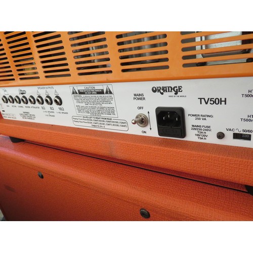 66 - Orange Thunderverb 50 guitar amplifier head together with orange 16ohm 4 speaker cabinet (input requ... 