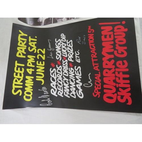 110 - A signed reproduction of the original Quarrymen poster signed by Colin Hanton, Len Garry, Rod Davis ... 